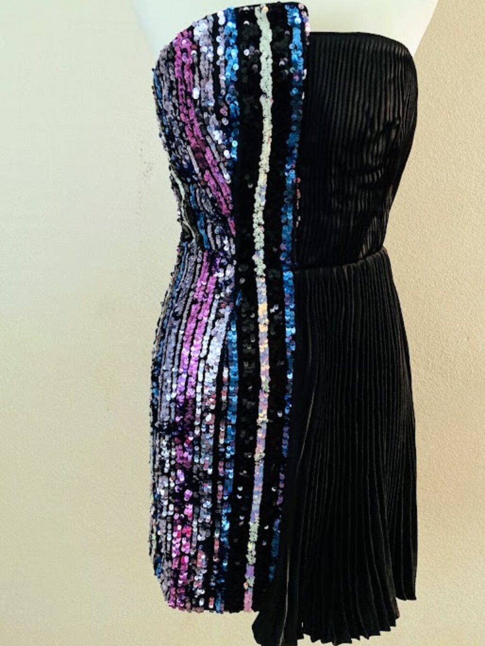 #90588 Dark blue sequined evening gown